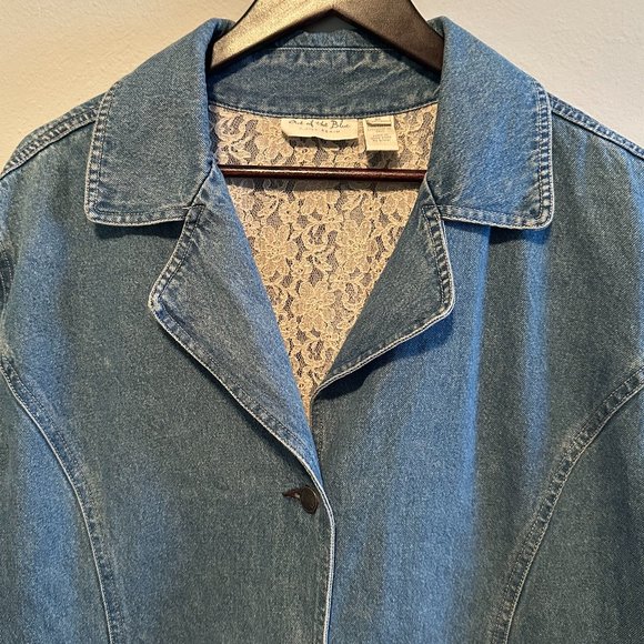 VINTAGE '90s Out of the Blue by J. Jill Boho Button-Up Denim Jean Jacket Size 3X - Picture 5 of 16